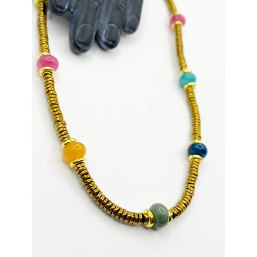 NEW Gold Beaded & Semiprecious Stone Layering Necklace